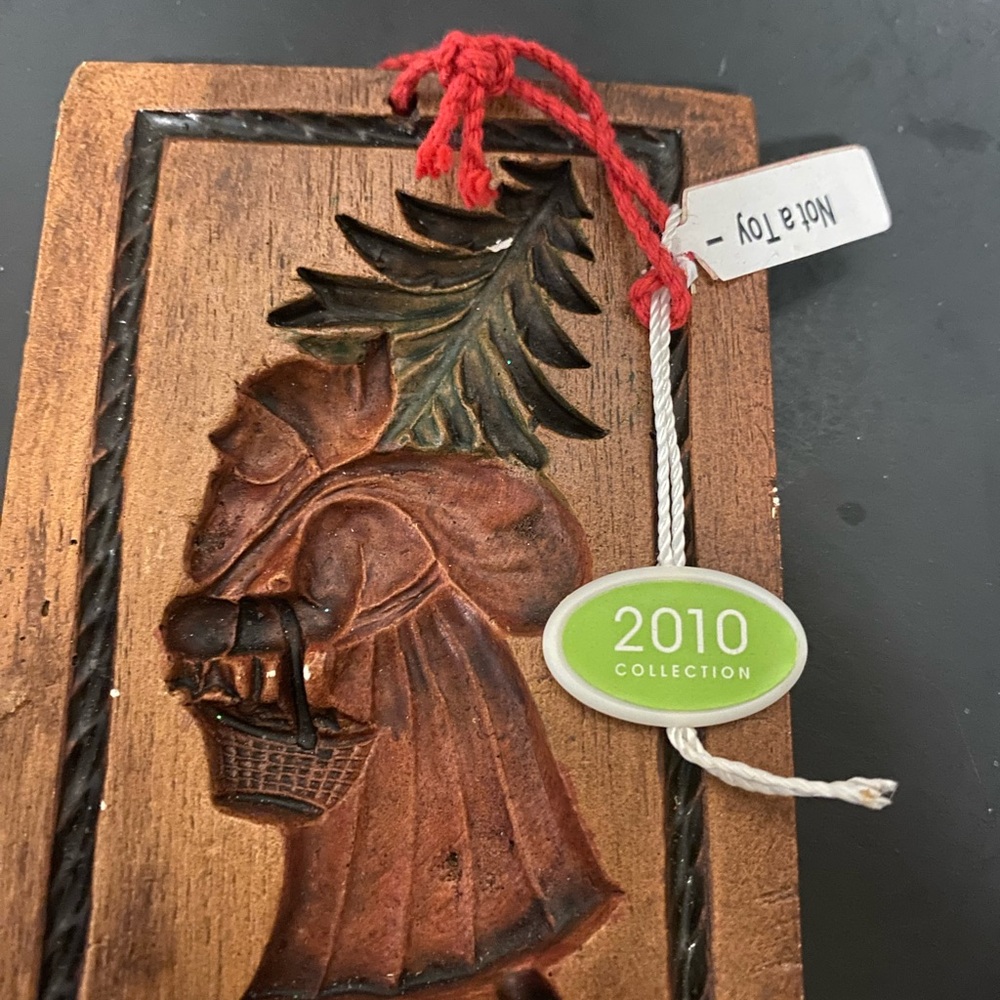 Wooden Christmas Ornament Hand Carved , Santa & Christmas Tree